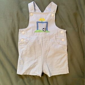 Florence Eiseman Light Blue Gingham Shortalls 12-18 months